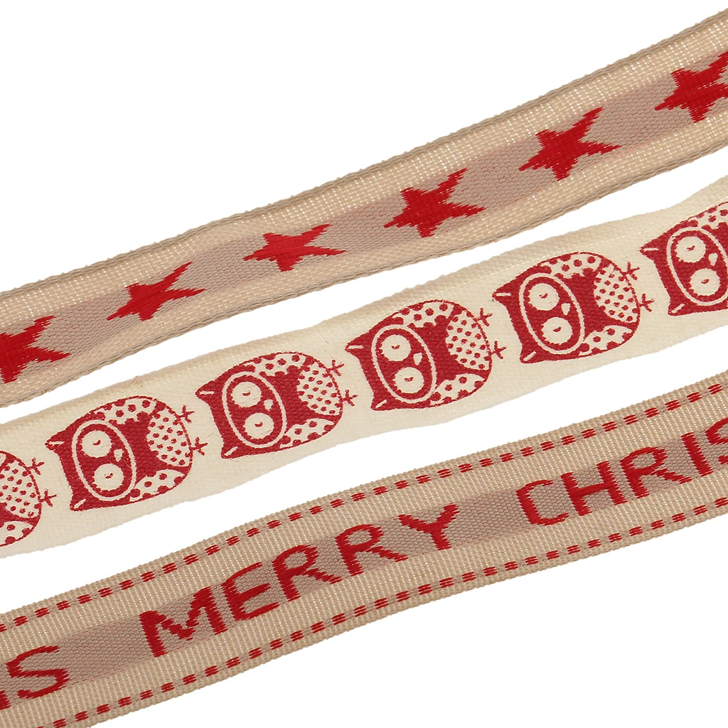 9 Meters Cotton Ribbons Fabric Trim for Xmas Christmas Gift Wrapping for Sewing Crafts Decoration