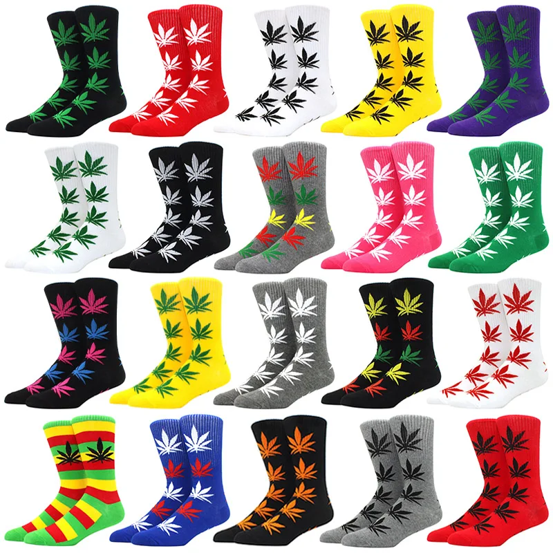 1 pair Men's Fashion Business Weed Hemp Cotton Socks Street Fashion Skateboard Couple Girls Harajuku Trend Socks Give Men a Gift