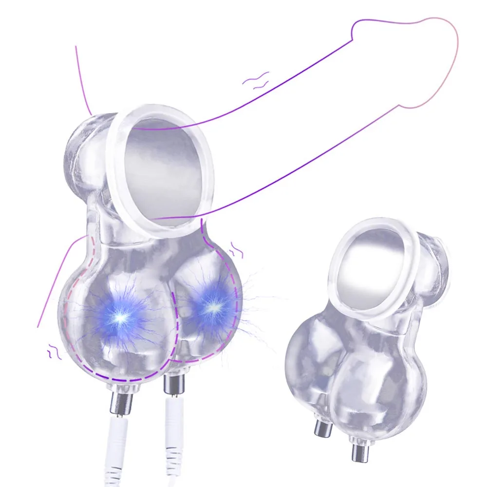 Electric Shock Penis Stimulation Ring Scrotum Squeeze Sleeve Sex Ball Stretcher SM Chastity Cage Male Delay Masturbation Sex Toy