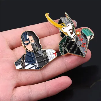 

Movie The Avengers Loki Thor Brooch Cosplay Costumes Accessories Captain America Bucky Barnes Cartoon Fancy Badge Christmas Gift
