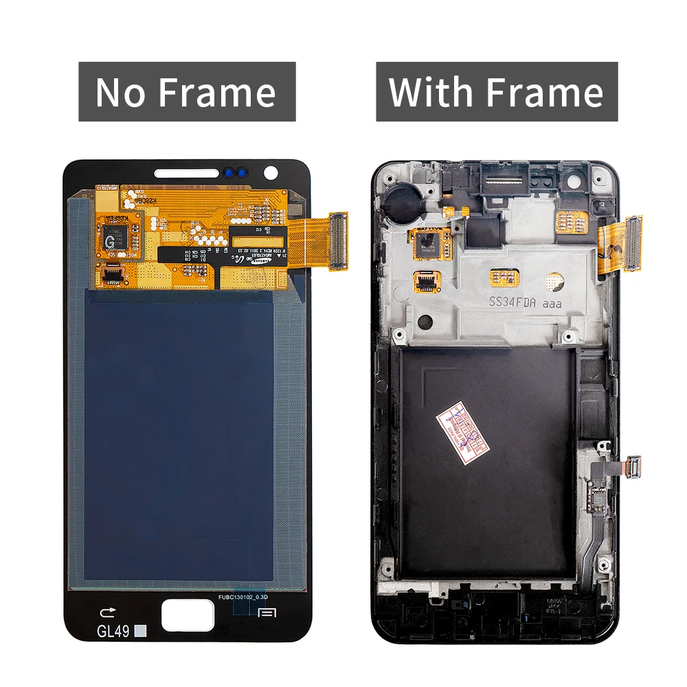 AMOLED lcd для samsung S2 дисплей сенсорный экран с рамкой дигитайзер для samsung Galaxy S2 lcd I9100 сенсорный экран 4,3 дюймов i9100