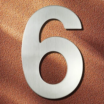 

15cm House Number Sign #6 Huisnummer Outdoor Silver 6 inch.Door Numbers Plate Home Address Signage Numeros Casa Exterior Big