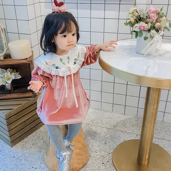 

Baby Girl Velvet Romper Newborn Embroidery Rompers Children Boutique Clothing Infant Birthday Baptism Party Lace Jumpsuit