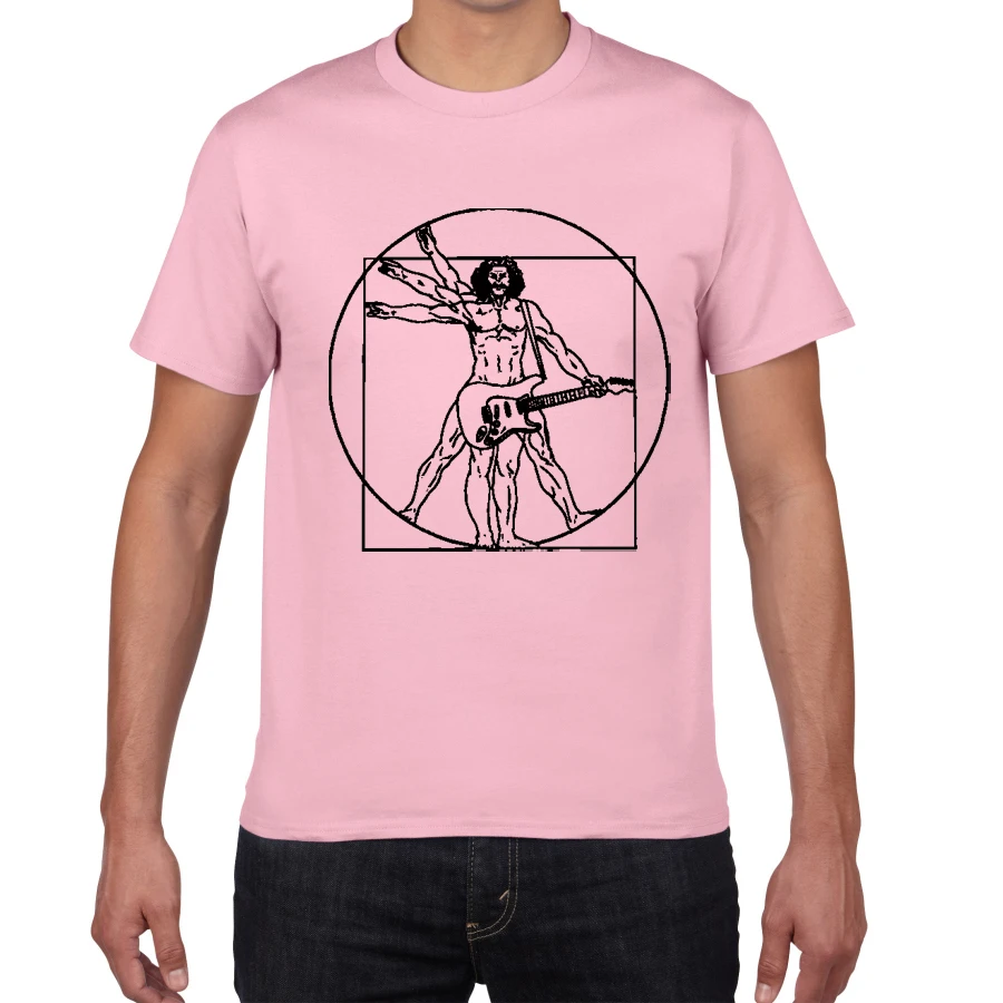 B555MT pink Забавная Мужская футболка с гитарой да Винчи, винтажная рок-группа с графической музыкой, новинка, уличная футболка для мужчин, homme, мужская одежда - Цвет: B555MT pink