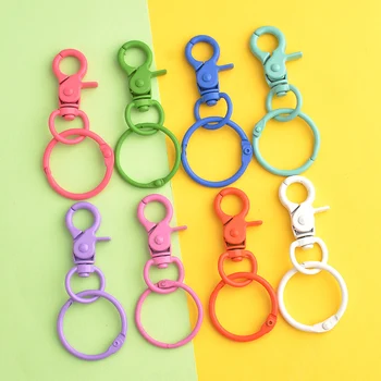 

24 Colors Lobster Clasps Hooks Keychain Heart Color Spray Paint Key Chain Key Rings For DIY Jewelry Making Keychain Findings