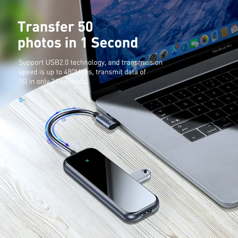 Baseus Мульти USB C концентратор к USB 2,0 для поверхностного Go Pro type C концентратор USB разветвитель для huawei P30 разветвитель адаптер usb-хаб аксессуары