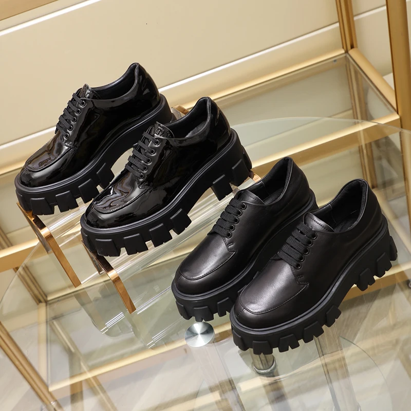 

2019 Autumn Genuine Leather Woman Chalaza Home Leisure Time Platform Round Head Single Shoe dames schoenen sapatos feminino