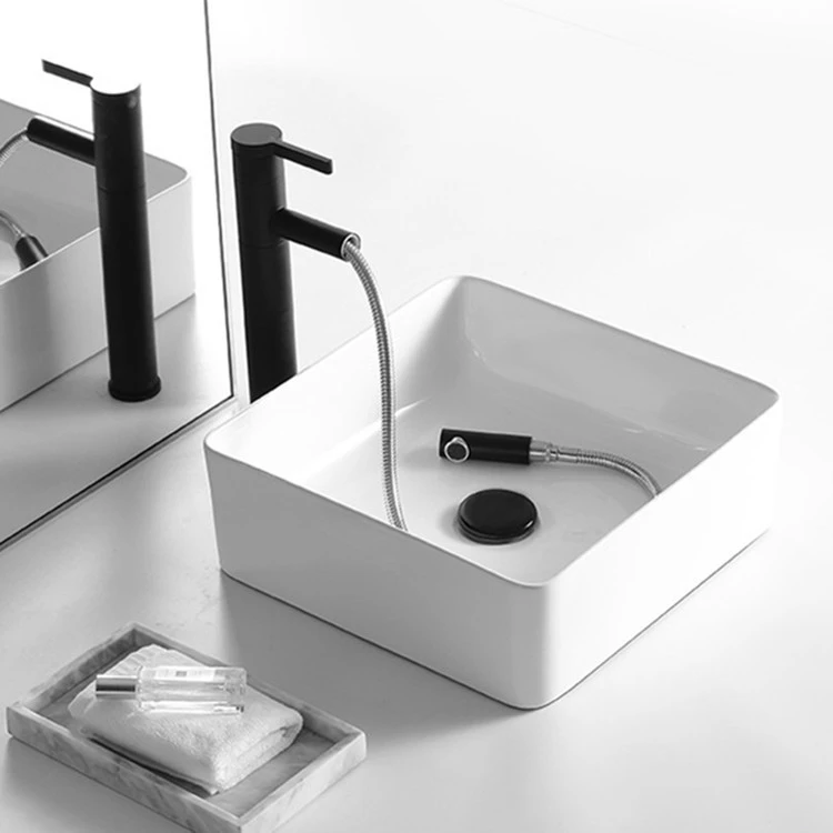 Nordic Simple Above Counter Basin Square White Wash Basin Home Bathroom Accessories Ceramic Art Basin Bathroom Sink Bowls Bathroom Sinks Aliexpress