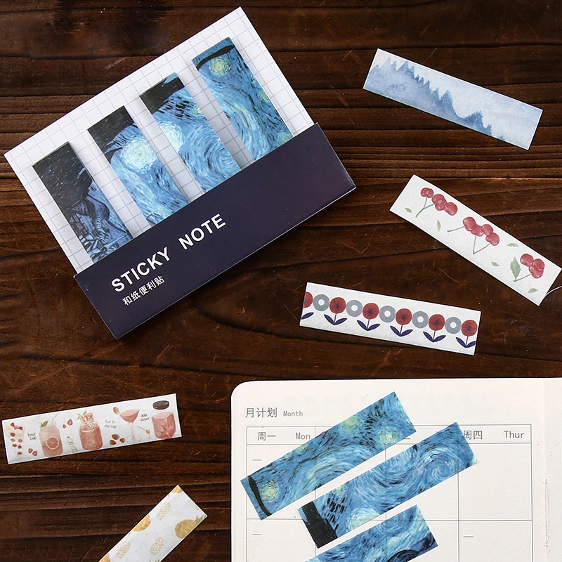 

80 Sheet Van Gogh Monet Painting Memo Pad Sticky Notes Bookmark Post Students planner Stickers Stationery Office School Supplies