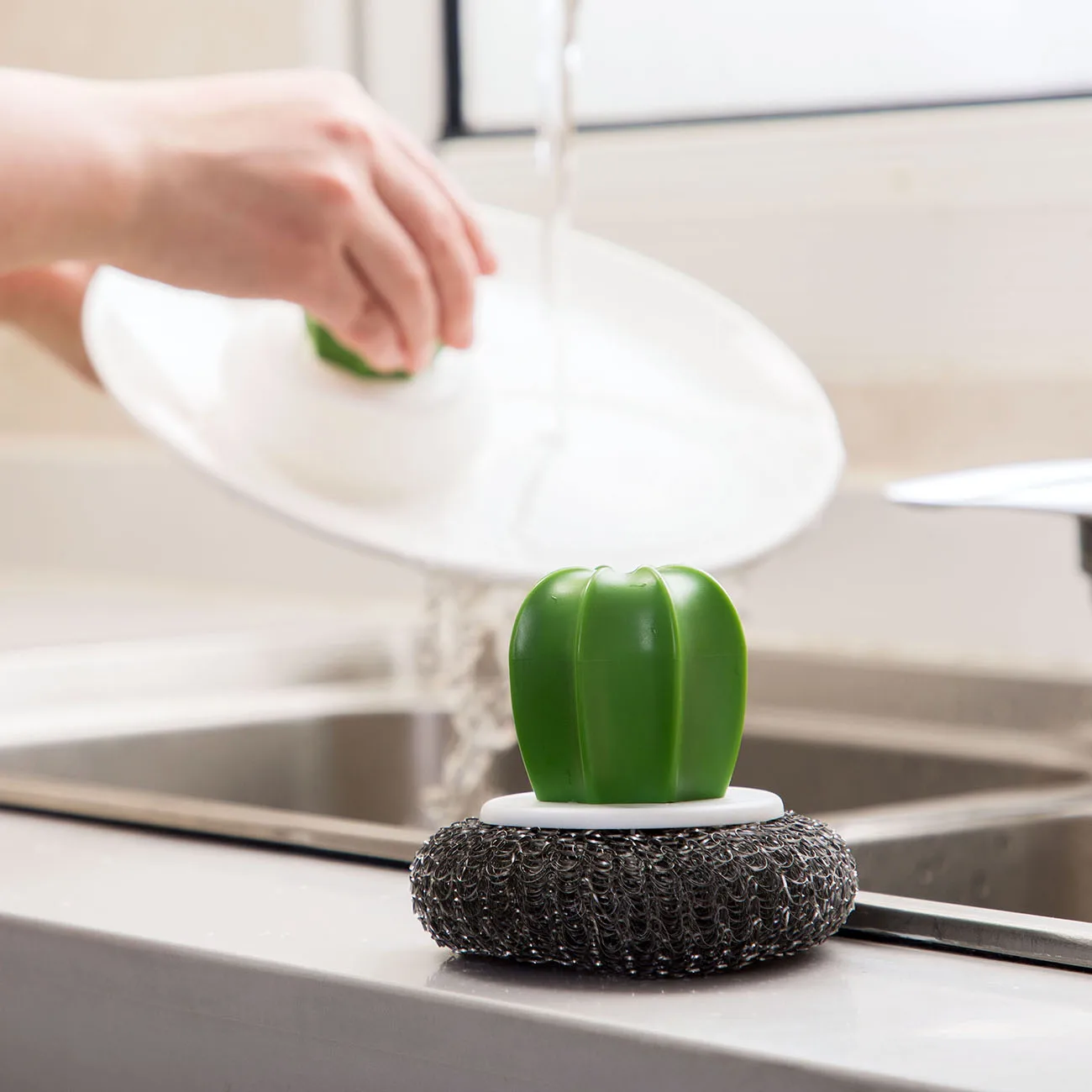 Чистящая Щетка в форме кактуса, кастрюля, тарелка, моющие щетки, стеклянная щетка для посуды, чистящее средство для кухни из стальной шерсти