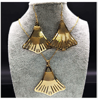Нержавеющая сталь сглаза золотой цвет Дубай ювелирные наборы женские серьги ожерелье набор ювелирных изделий ислам бижутерия подарок S178189B