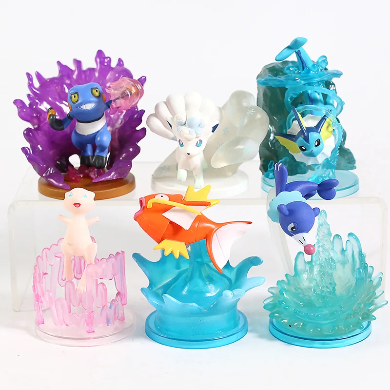 Галерея монстров Mew Vulpix Popplio Groagunk Magikarp Vaoreon Боевая версия. Фигурки из пвх игрушки 6