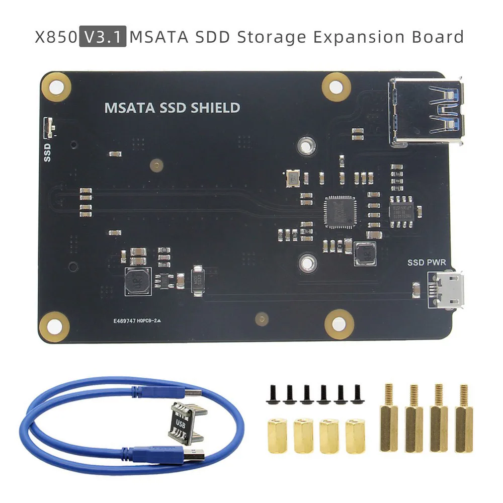 Raspberry Pi mSATA SSD плата расширения хранения X850 V3.1 USB 3,0 Extansion плата модуль для Raspberry Pi 3 Model B+(плюс)/3B/2B - Цвет: X850 board