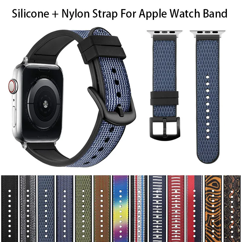 Ремешок силиконовый для Apple Watch 5 4 3 2 42 38 мм спортивный нейлоновый цветной браслет