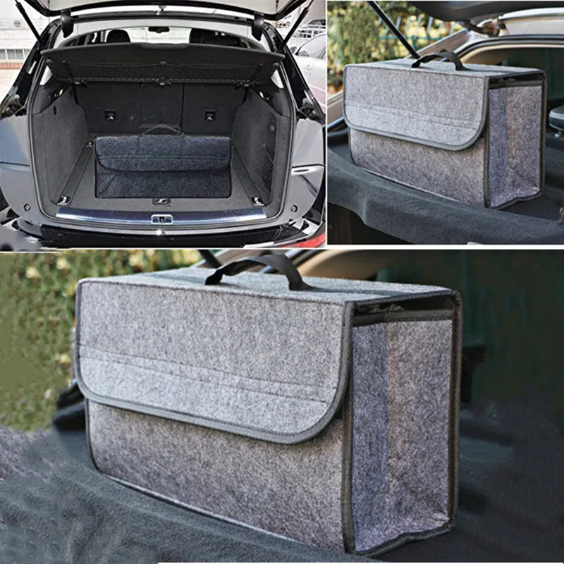 Boîte de rangement en feutre doux pour coffre de voiture, grand  compartiment antidérapant, sac à outils de stockage - AliExpress