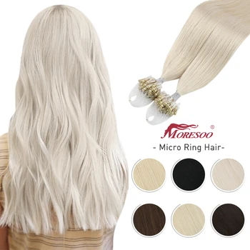 Moresoo Micro Loop extension per capelli microlink Machine Remy brasiliano 1G/1S 50g biondo Balayage 100% veri capelli umani lisci