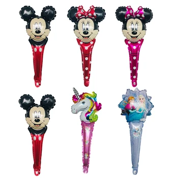 

40pcs 60X30cm Mickey Minnie Balloons Princess Unicorn Strike Stick Balloon Birthday party decorations kids Baby shower ballon