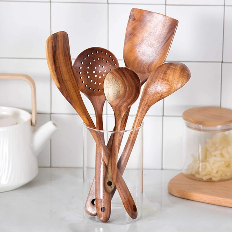 5 Piece Wooden Kitchen Utensil Set