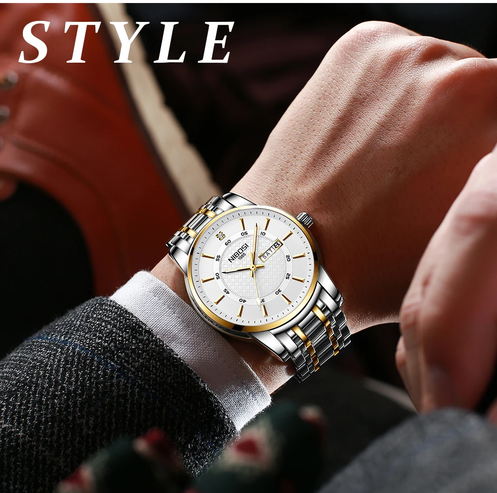 Relogio Masculino NIBOSI Brand Design Men Watch Waterproof Stainless Steel Sports Quartz Watches For Men Relojes Para Hombre