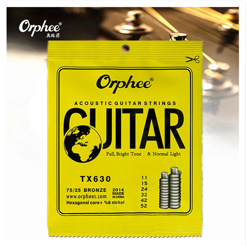 Orphee tx630 011-052 акустической Гитары струны шестиугольная core+ 8% никель Бронза яркий тон Extra Light Гитары Интимные аксессуары