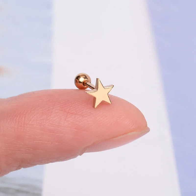 1Pc Tiny Dainty Stainless Steel Stud Earrings For Women Stretcher Snake Moon Star Heart Butterfly Piercing Earring Ear Cuff piercing jewelry,body piercing jewelry,body jewelry,ear piercing jewelry,body piercing earrings,metal jewelry,ear studs