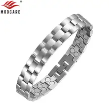 Moocare Серебряный нержавеющей стальной магнитный браслет Здоровье мужчин женщин металлические ювелирные изделия аксессуары