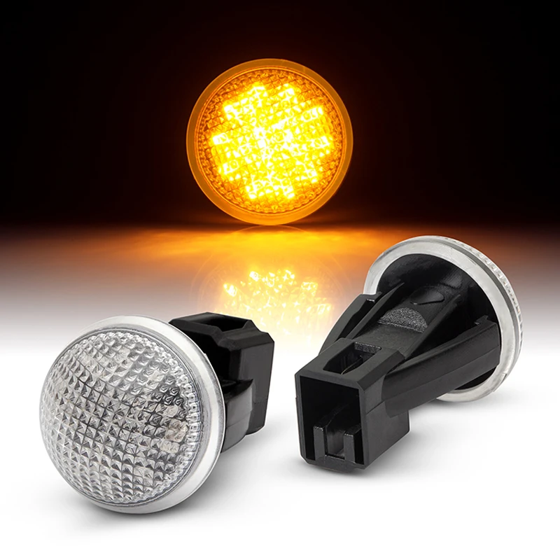 2x Flush Fit Led Amber Orange Side Marker Lights Lamps For Kelsa Bar 12V 24V E9