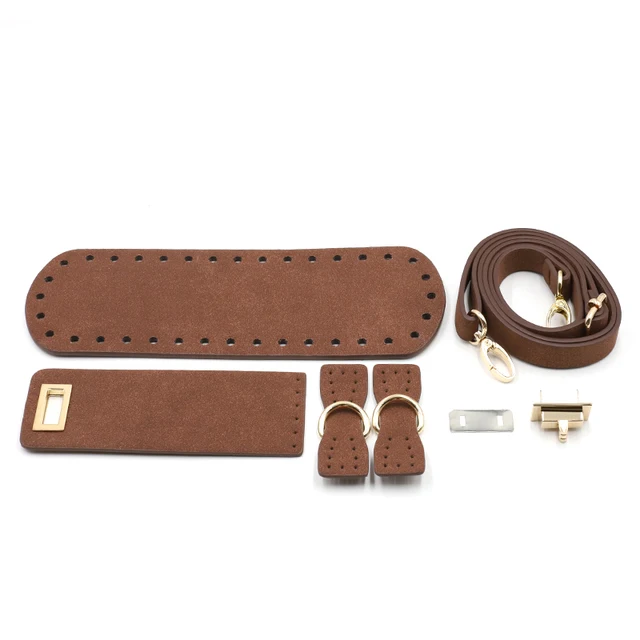 Suede Leather Bag Strap Handmade Handbag Woven Set High Quality Bag Bottoms With Hardware Accessories for DIY Shoulder Handbag B Coffee