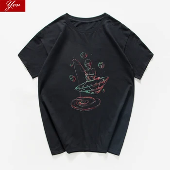 

Alien fishing space noverlty grapchic funny t-shirt men cotton summer tops aesthetic t shirt men clothes harajuku dropshipping