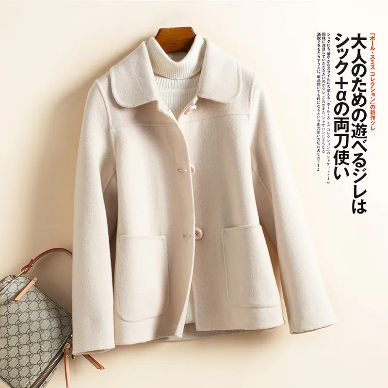 Зимнее пальто, Женское шерстяное пальто, двухстороннее кашемировое пальто, Женское шерстяное пальто, теплая верхняя одежда, высокое качество, P66