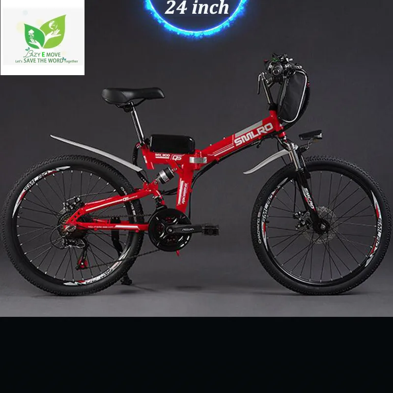 Литиевая батарея складной велосипед MX300(27 скоростей) 350W Мощный 24 дюйма 48v 15AH литий Батарея дисковый тормоз для электротранспортного средства