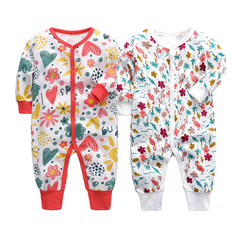 2pcs Unisex Newborn Baby Girl Clothes Footies Full Sleeve Baby Boy Footies Jumpsuit Cotton Pajamas fooly coat autumn - Цвет: Красный