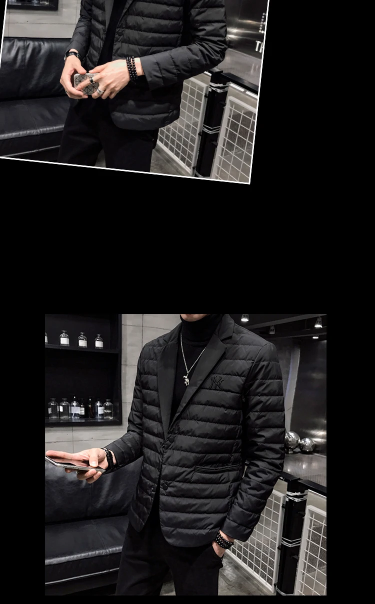 Autumn And Winter New Style Suit Collar MEN'S Coat Casual Thin down Jacket Men's Handsome Embroidered Tops Men's