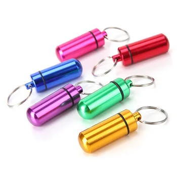 

Keychain Pill Box Chaveiro WaterProof Aluminum Drug Pill Cases Bottle Holder Container Medicines Pillbox car keyring car styling