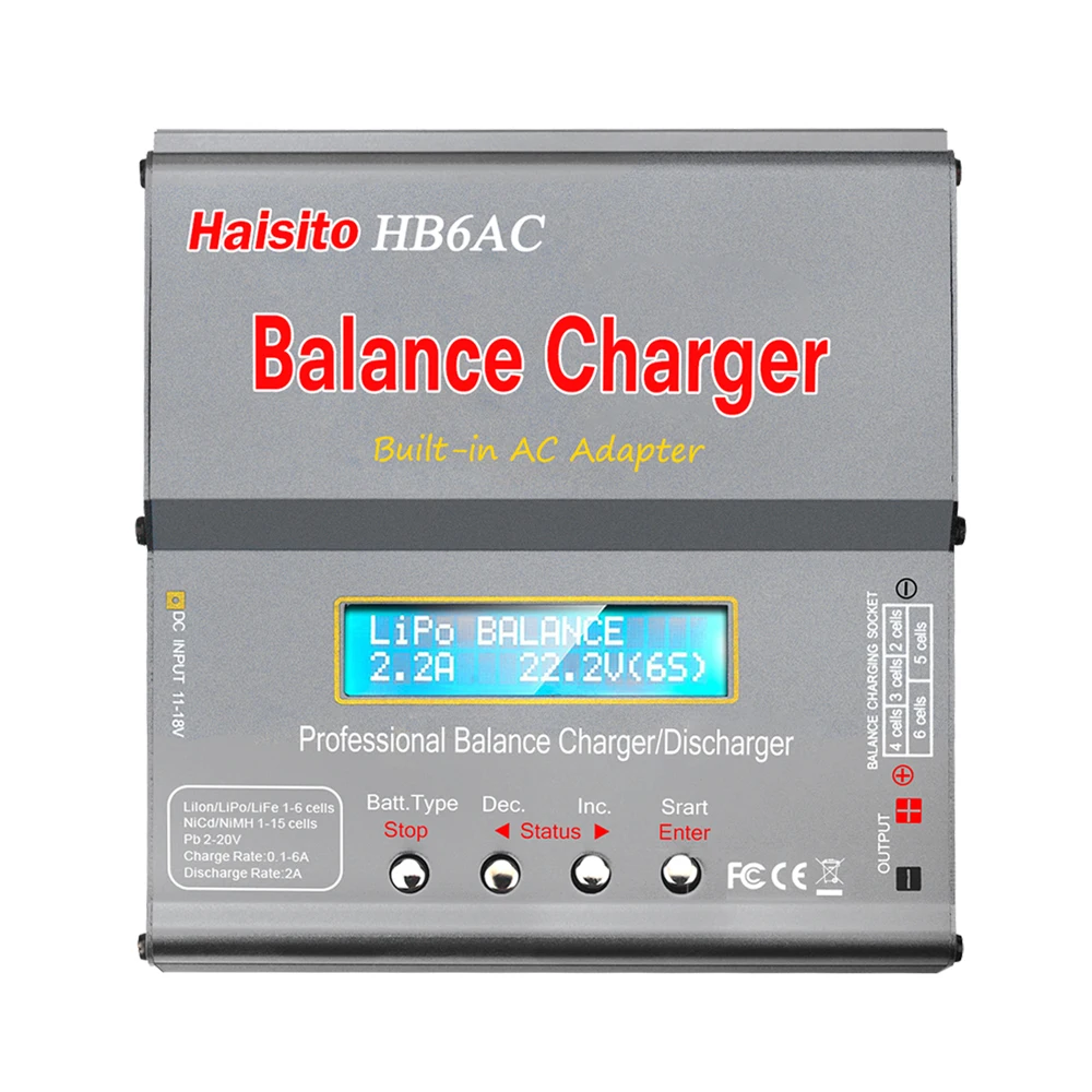 Haisito-HB6AC IMAX Lipo 충전기, 80W, 6A 내장 Ac 어댑터, lipo Li-Lon LiFe Nicd Nimh PB 배터리 밸런싱 RC 충전기용