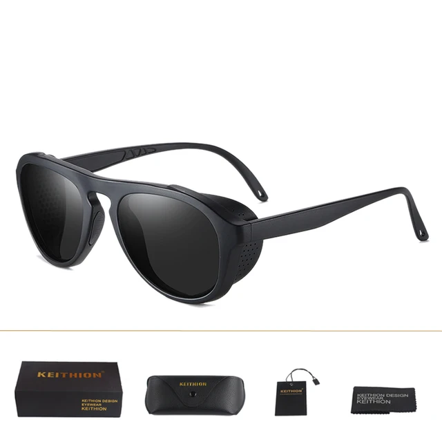 KEITHION Retro Round Polarized Sunglasses Steampunk Men Women Brand Designer Glasses Oculos De Sol Shades UV Protection c1
