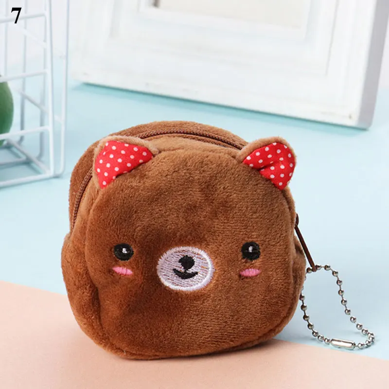 Fashion Cartoon Plush Wallets Children's Mini Coin Purses Baby Girls Short Plush Coin Bags Cute Cat Key Holder Bag Animal Wallet coin purse coin wallet plush coin purse