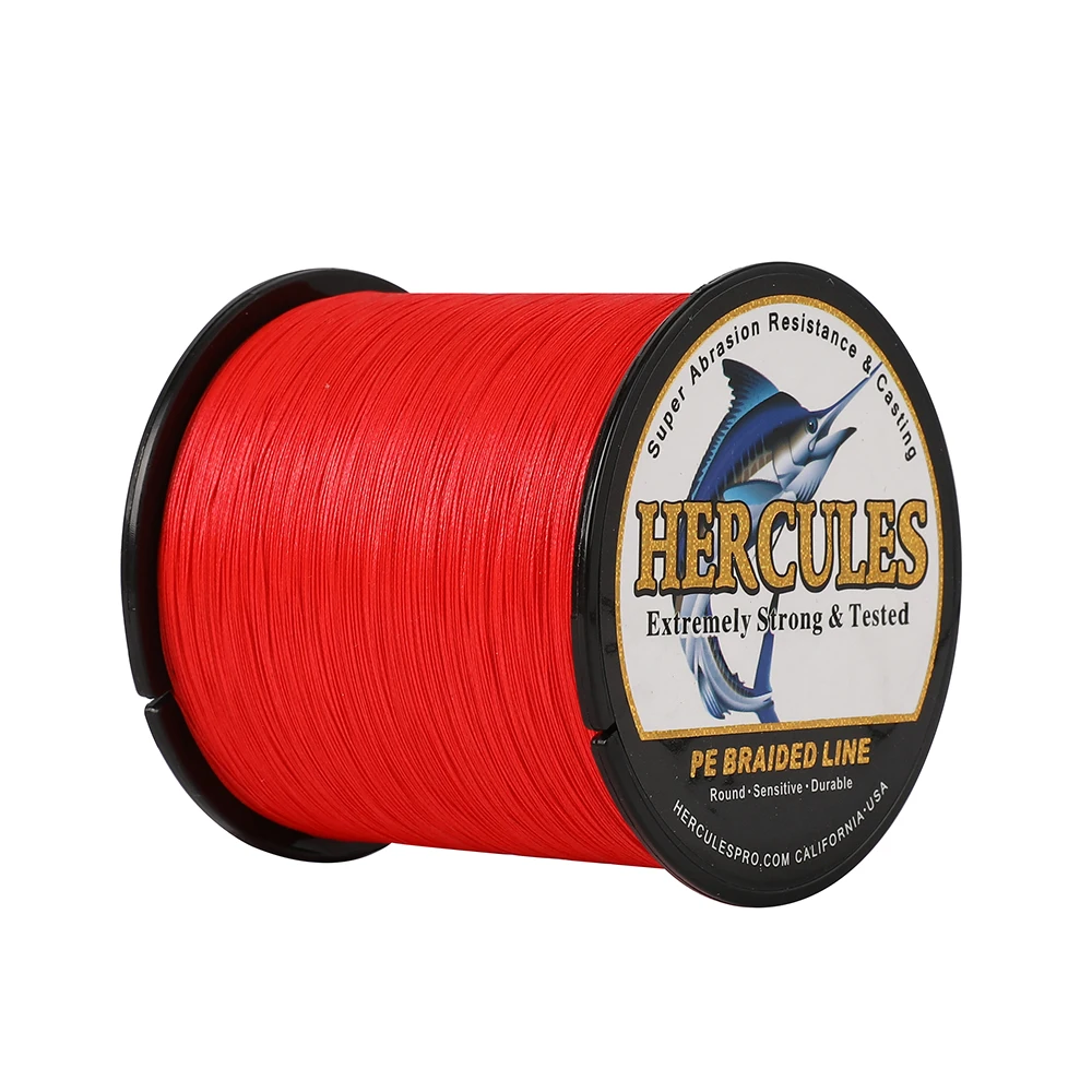 Hercules Braided Fishing Line 8 Strands Red 100M 300M 500M 1000M 1500M 2000M Saltwater Fishing Cord linha multifilamento 8 fio 5