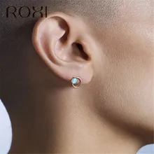 ROXI Мини Белый огненный опал круглые серьги-гвоздики для женщин, девушек, детей милые ювелирные изделия в стиле минимализма Pendientes пирсинг корейские серьги