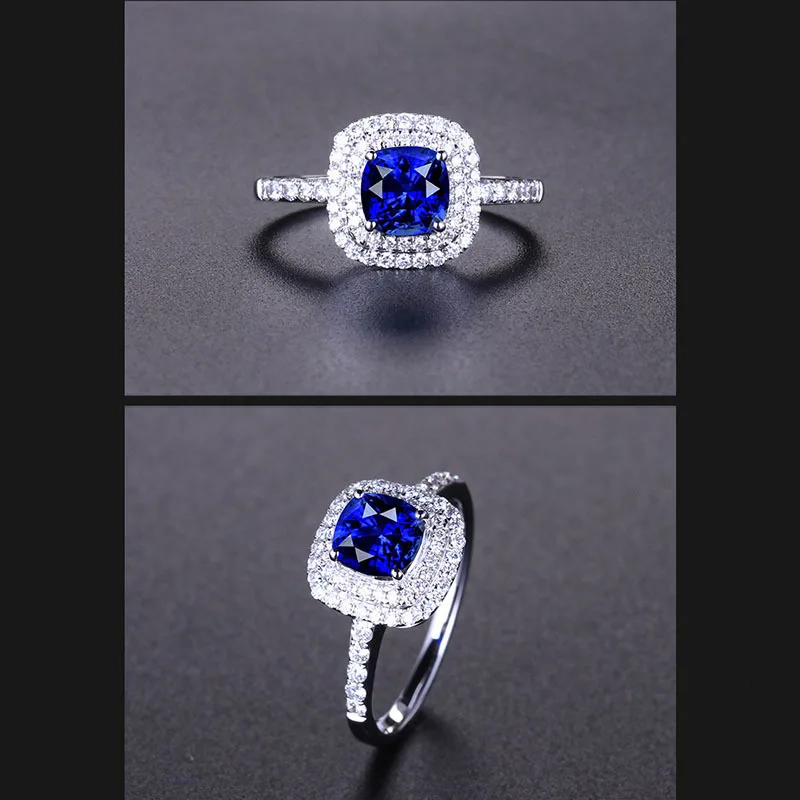 Cellacity Luxury Sapphire Ring For Women Silver 925 Finger Jewelry Blue Gemstones Open Size Female Anniversary Gift Wholesale
