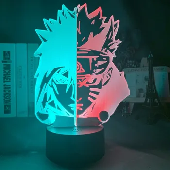 

3d Illusion Led Night Light Half Face Naruto Uzumaki and Sasuke Uchiha for Bedroom Decor Light Cool Anime Gift 3d Lamp Hit Color