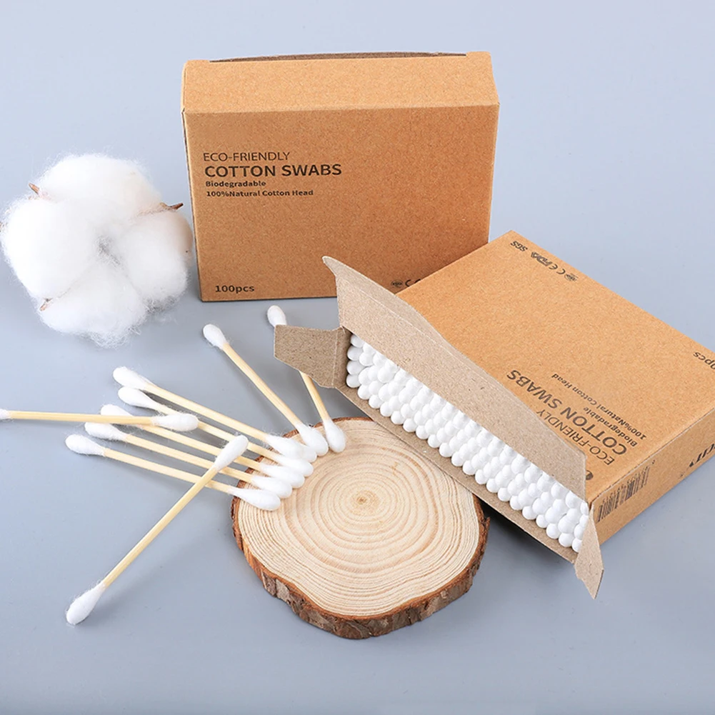 1000 шт бамбуковые ватные палочки, деревянные палочки, одноразовые ватные палочки для косметического макияжа, чистка ушей в носу, инструмент