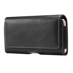 Leather Magnetic Phone Belt Clip Case - Men's Waist Bag Holder Holster Pouch Cover for (S) 4.7-5.4 Inch (Cross style)