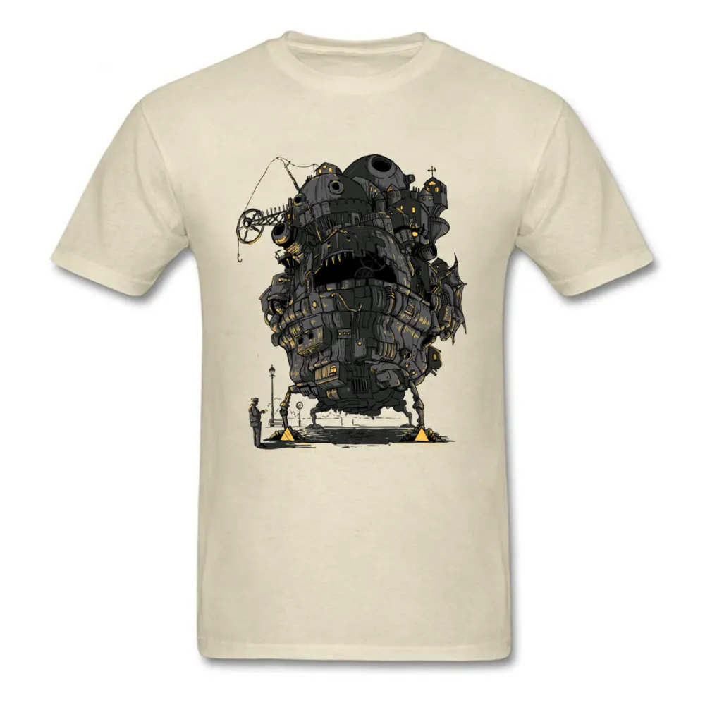 Howls_Clamped_Castle_1384 Tops T Shirt Rife Round Neck Personalized Short Sleeve 100% Cotton Mens T-shirts Cool Top T-shirts Howls_Clamped_Castle_1384 beige