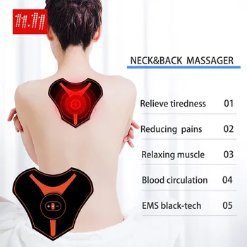 

FOUAVRTEL Electric Pulse Back and Neck Massager Tiredness&Pains Relief Tool Health Care Relaxation EMS Neck Back Massager