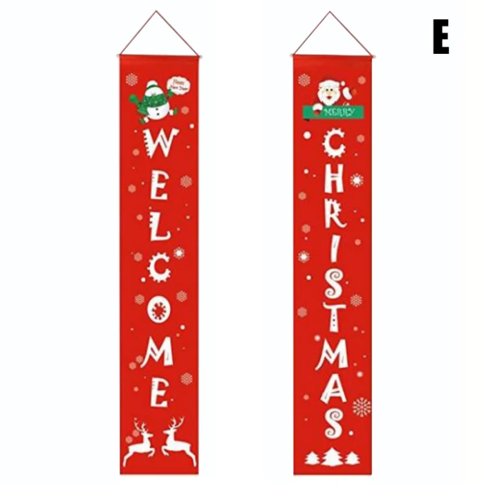 Economical Christmas Curtain Couplet Home Door Window Holiday Festive Decor Welcome Banner ds99
