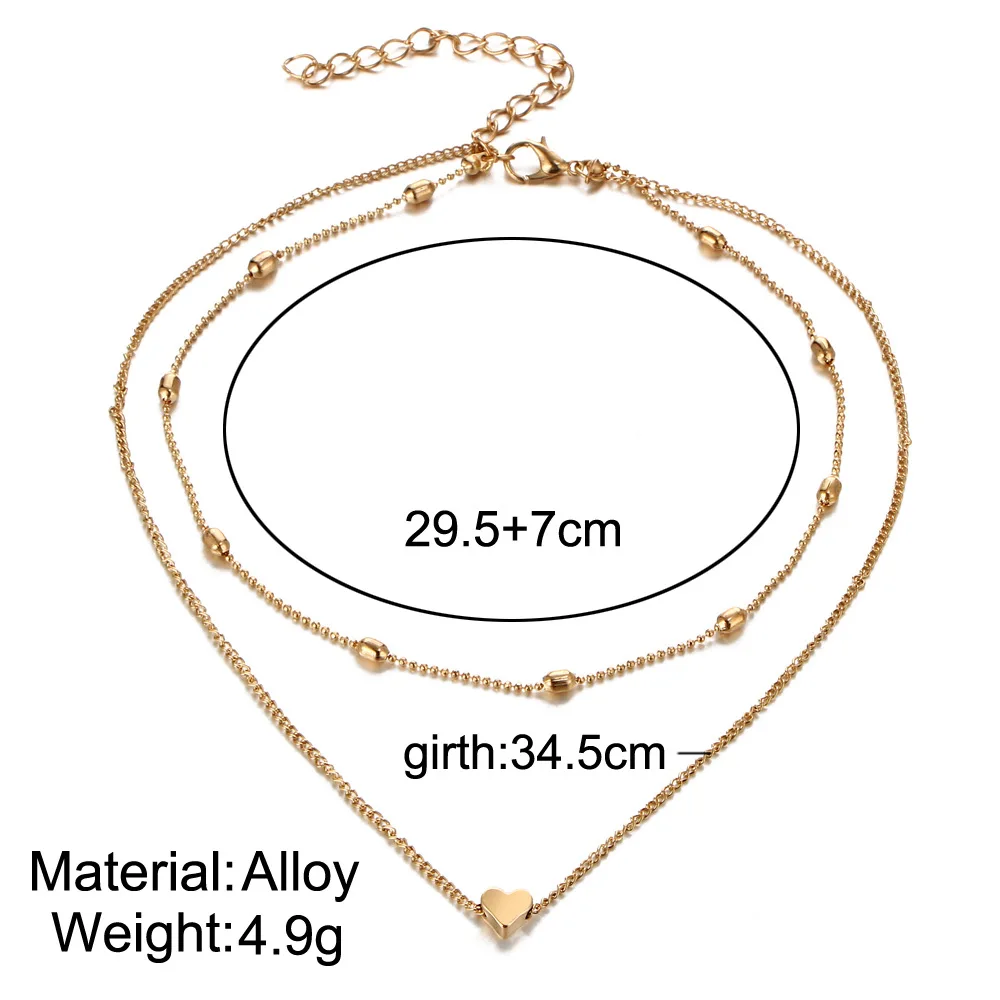Новое ожерелье-чокер в форме сердца для женщин, Золотая Серебряная цепочка, ожерелье с подвеской на шею, богемное ожерелье-чокер, ювелирное изделие