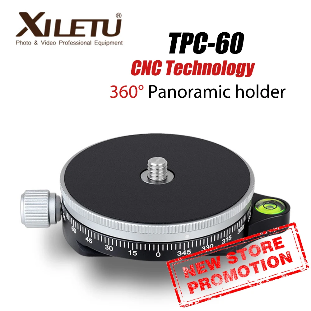 

XILETU TPC-60 360 Degree Tripod Head Panoramic Clamp Aluminum Adapter Monopods Quick Release Plate Arca Swiss For Camera DSLR