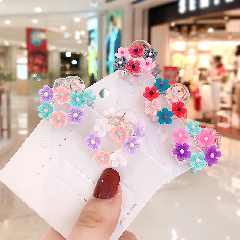 

2020 New Girls Cute Candy Acrylic Flower Hair Claws Children Lovely Colorful Claw Clamp Hairpins Kids Sweet Hair Accessories