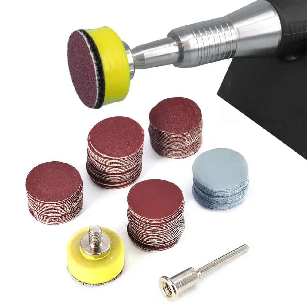 

25mm Polished Sanding Pad Sandpaper Set 100PCS Plastic Sand Loading +1PC 1/8 Handle Refiner Plate Loop For Cleaning Polishing